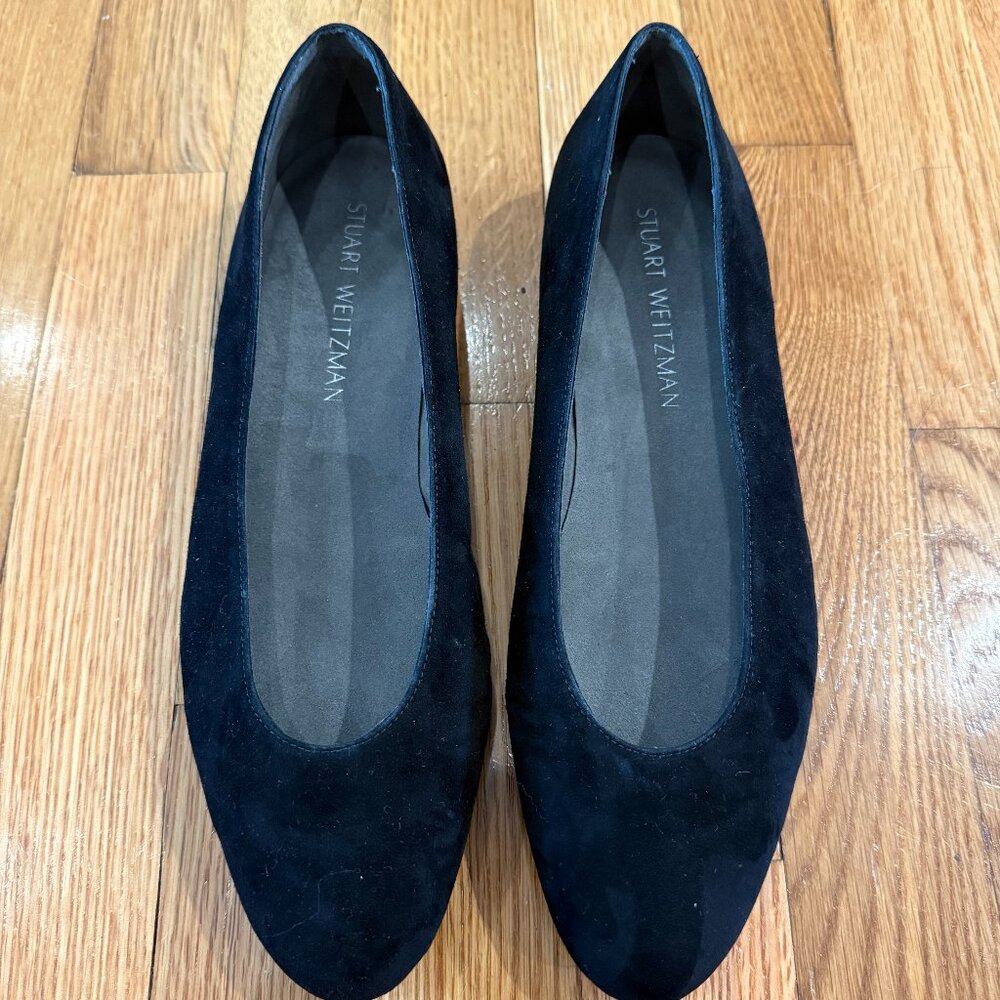 Black Suede Ballet Flats | Stuart Weitzman | Sz 9 US
